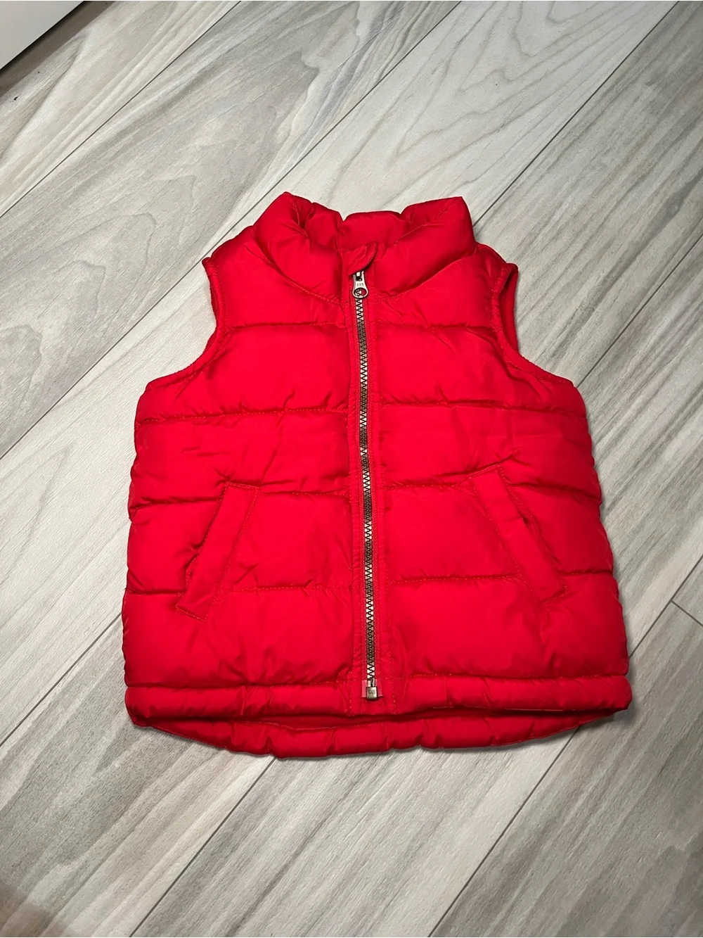 Kids Cherry Red Puffer Vest Sleeveless Jacket